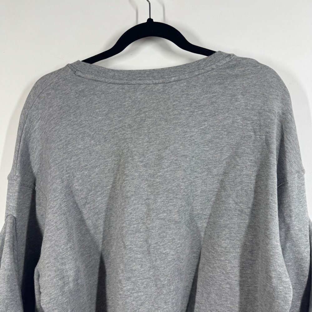 Free People Beach Grey Ruffle Sleeve Sweatshirt Top Size M Casual Cozy Pullover - Picture 9 of 11